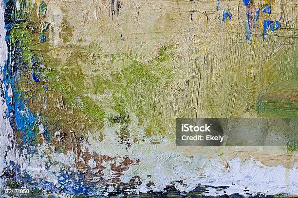 Ocher E Verde Abstrato Arte Pintada De Fundo - Fotografias de stock e mais imagens de Abstrato - Abstrato, Action Painting, Amarelo