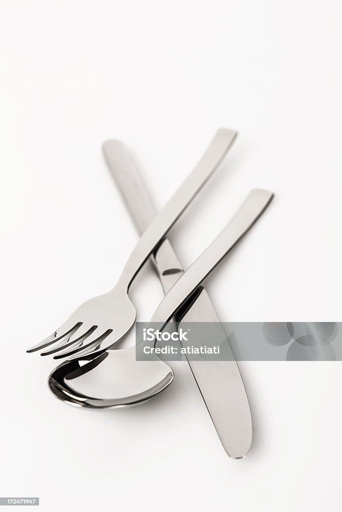 Garfo, colher e faca isolado no branco - Royalty-free Branco Foto de stock