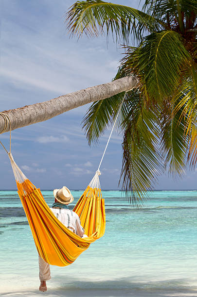 istock Young man in hammock on the beach 172472156