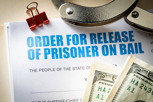Bail Bond Document for release of prisoner, Bail Bond release notes stock pictures, royalty-free photos & images