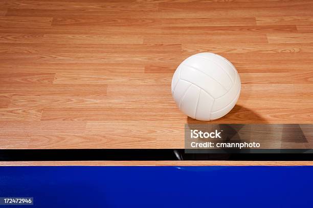 Volleyball Auf Hartholz Court Stockfoto und mehr Bilder von Hallenvolleyball - Hallenvolleyball, Blau, Fotografie