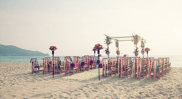 Wedding on the beach Wedding installation on the beach. Image was taken in Thailand, Phuket - Pansea beach phuket beach party stock pictures, royalty-free photos & images