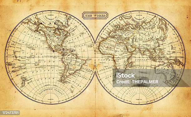 Świat Na Dwie Półkule 1829 - zdjęcia stockowe i więcej obrazów Mapa - Mapa, Antyczny, Mapa świata