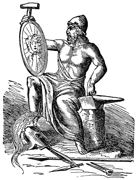 бог вулкан - roman god stock illustrations