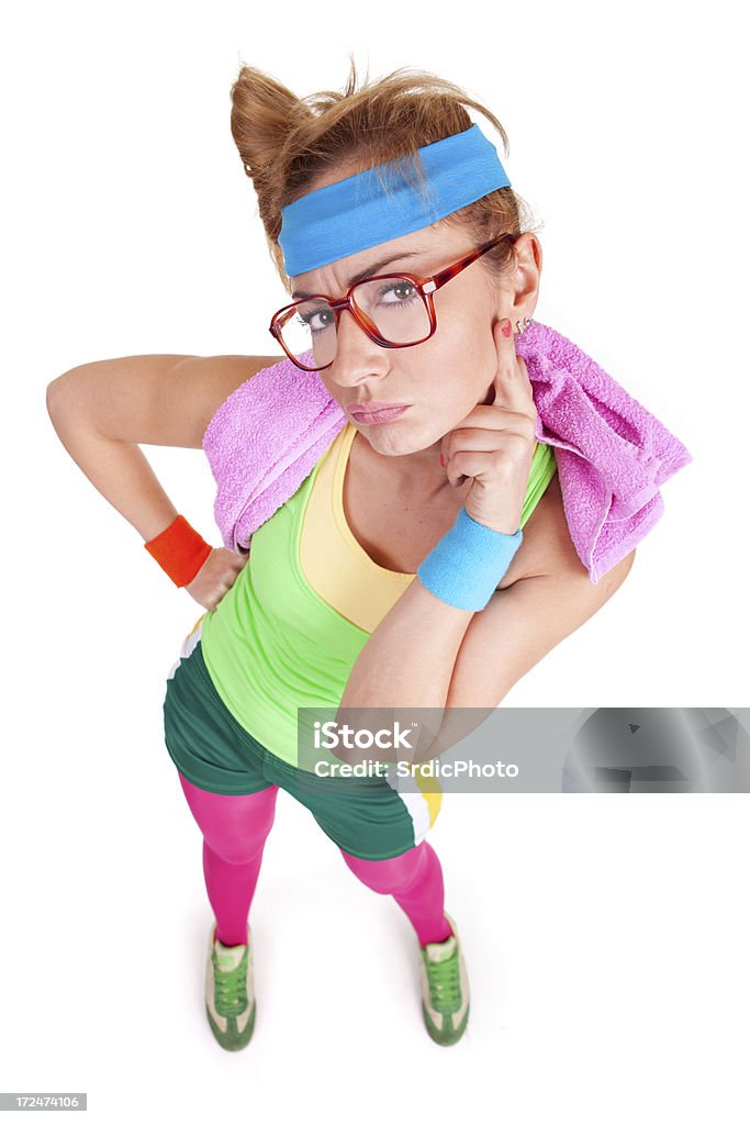 Engraçado garota com óculos usando sports tecido posando - Foto de stock de 20 Anos royalty-free