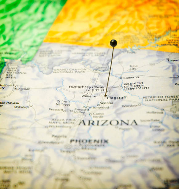 istock Macro Roadmap Of Flagstaff Arizona And Phoenix 172474139