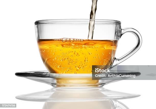 Szkło Szklanki Z Herbata Ziołowa Jest Przelać Z Bąbelkami - zdjęcia stockowe i więcej obrazów Herbata - gorący napój