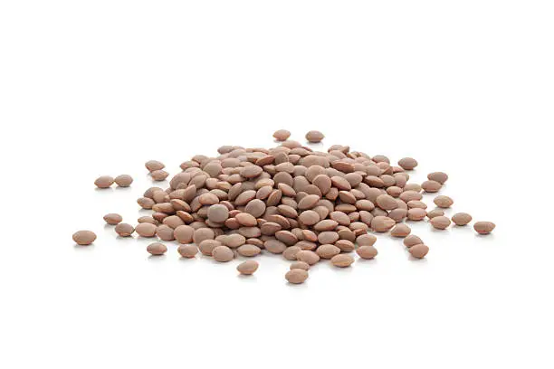 Lentils isolated on white.