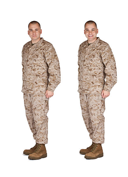 istock Marine At Attention Smiling and Serious 172475359