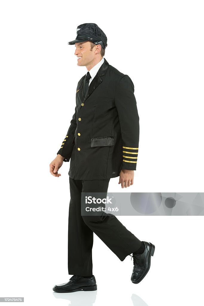 Perfil de um sorridente piloto caminhada - Foto de stock de 30 Anos royalty-free