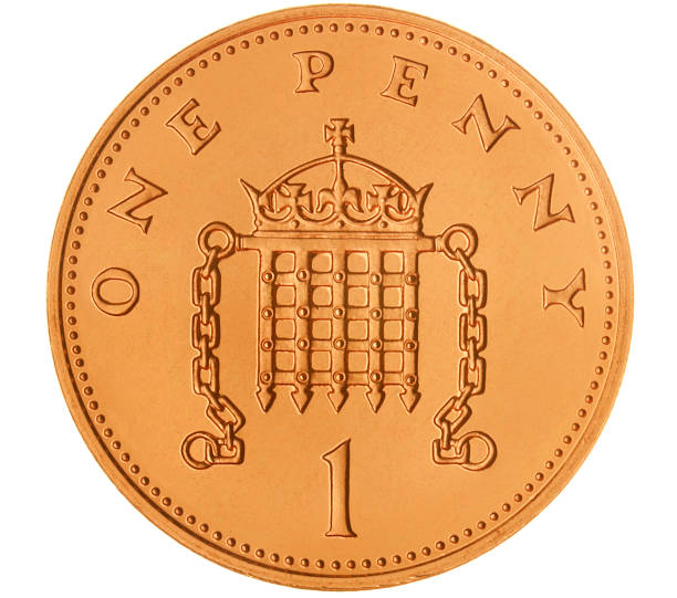 british um centavo moeda (com traçado de recorte) - british currency currency nobility financial item - fotografias e filmes do acervo