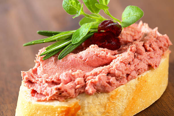 istock Slice of white bread with  pate and cranberry dip 172476316