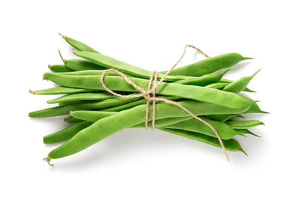 Green beans Bunch of fresh green beans on white background green bean stock pictures, royalty-free photos & images