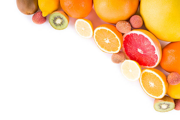 agrume - citrus fruit frame portion isolated foto e immagini stock