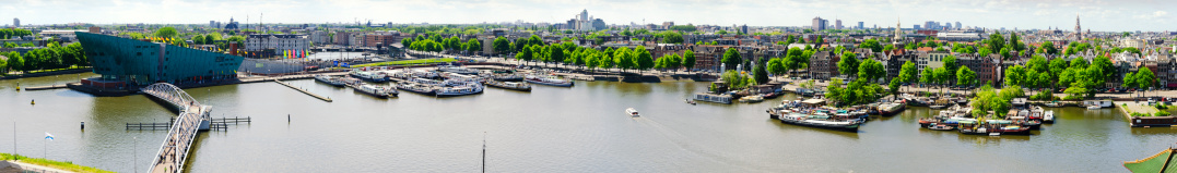Aerial panorama image of Amsterdam.See also