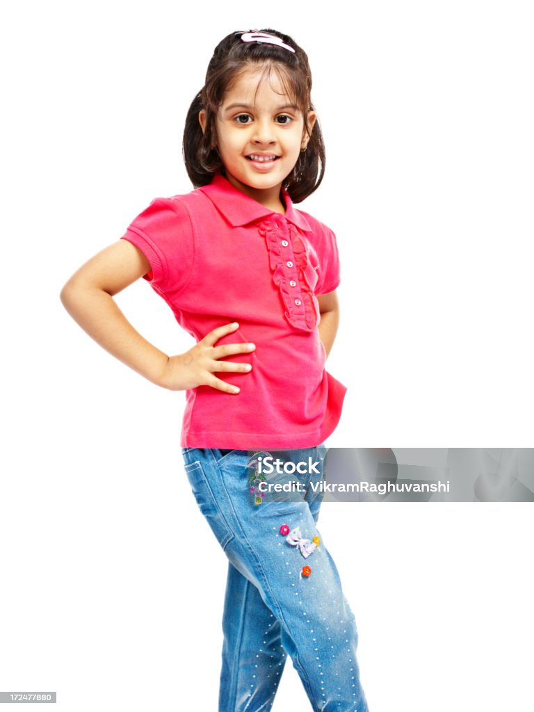 Muito Pequena Menina Indiana isolado no branco completo comprimento - Royalty-free 4-5 Anos Foto de stock