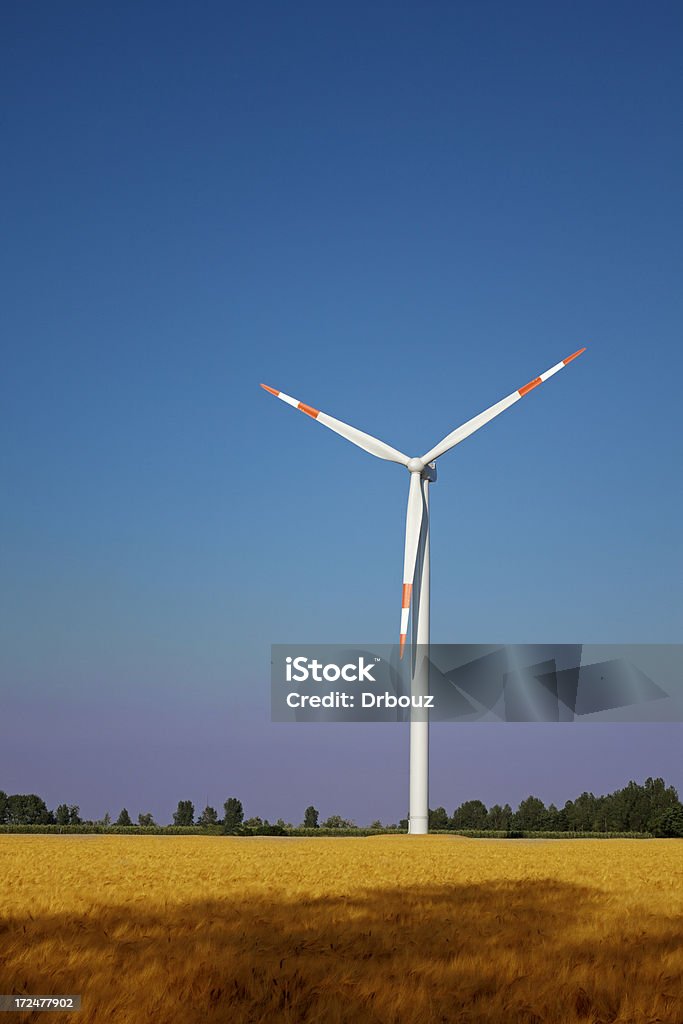 Wind turbine "Wind turbine in wheat fields; Germany, North Rhyne Westfalia;" Agricultural Field Stock Photo