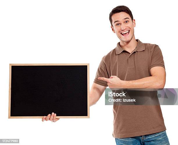 젊은 남자 쥠 Blackboard 20-24세에 대한 스톡 사진 및 기타 이미지 - 20-24세, 가리키기, 광고