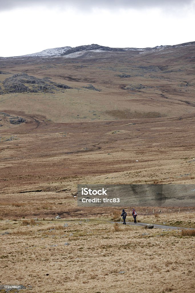 Dos ramblers pasos en Cumbria invierno de la moorland - Foto de stock de Aire libre libre de derechos