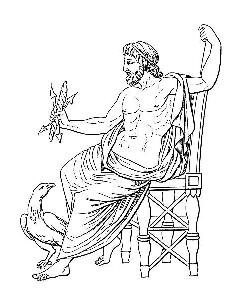 римский бог jupiter/античный исторический иллюстрации - classical greek greece roman god god stock illustrations