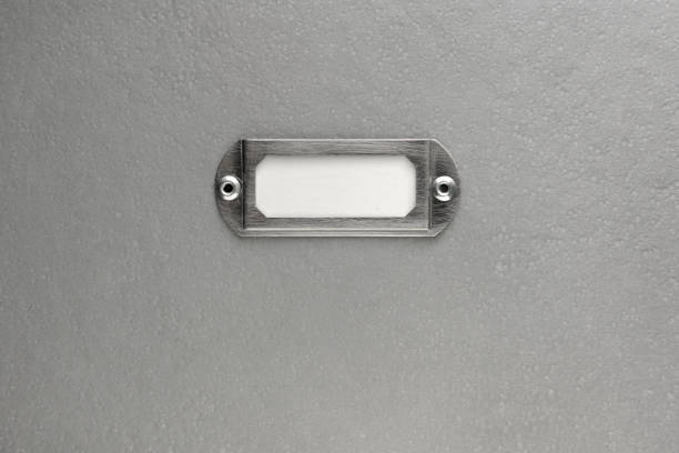 istock Blank label with on gray metal texture 172479309