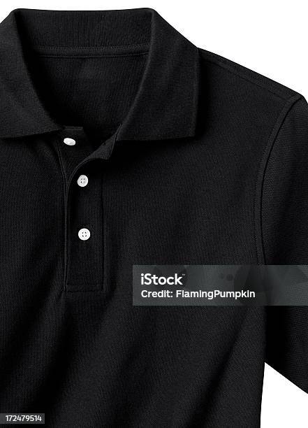 Closeup Черная Рубашкаполо Обтравка — стоковые фотографии и другие картинки Рубашка - Рубашка, Чёрный цвет, Без людей