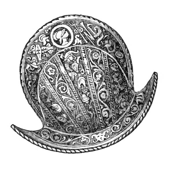 A morion is a type of open-faced combat helmet of the 16th century, illustration from Meyer's Encyclopedic Dictionary. 1897