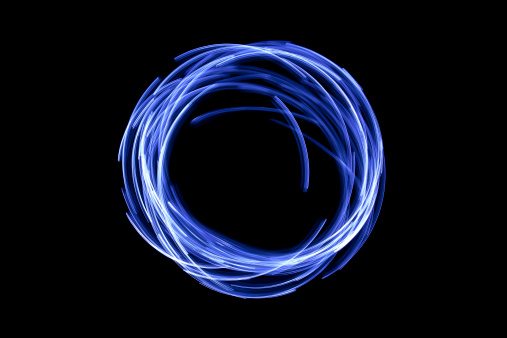 circular azul brillante, la exposición prolongada de creative pintura de luz photo
