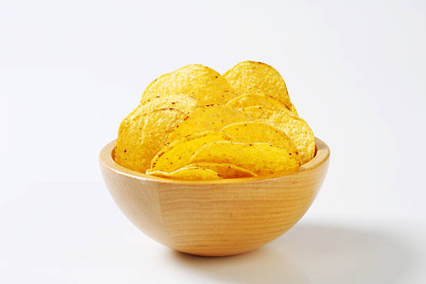 bowl of tortilla chips stock photo