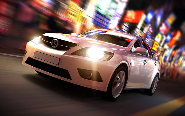 istock Car driving fast in urban environment 172480734