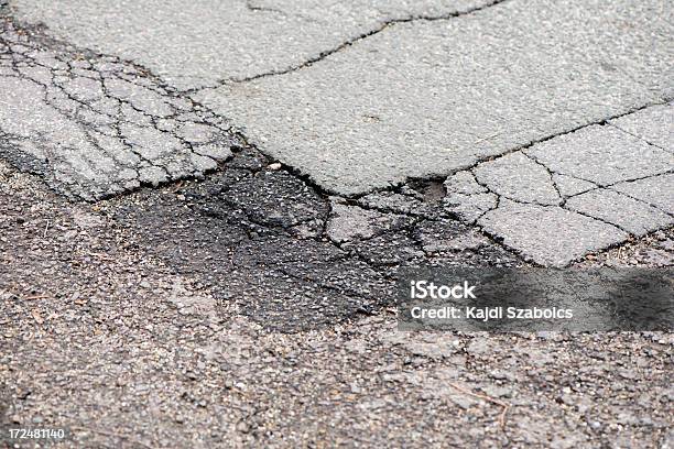 Pothole - zdjęcia stockowe i więcej obrazów Asfalt - Asfalt, Bez ludzi, Budowa dróg