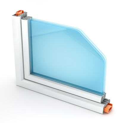 PVC window profile with three glasses.