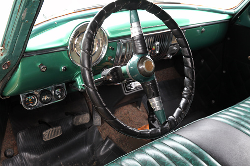 Old classic car interior