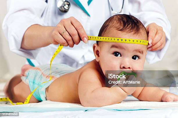 Pediatrician Measuring Babys Head Stock Photo - Download Image Now - Baby - Human Age, Weight Scale, Scale