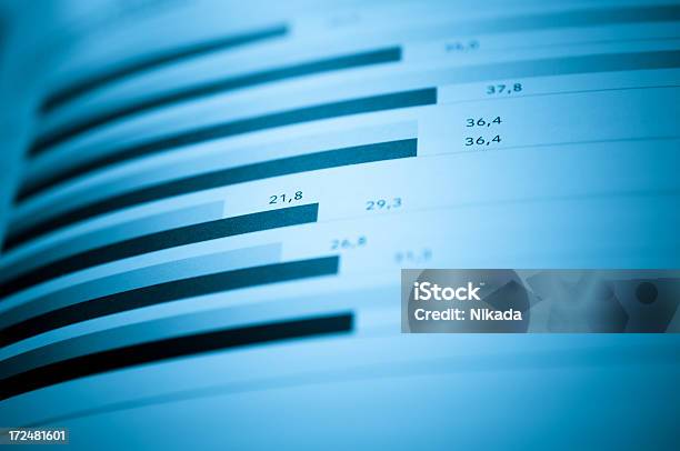Foto de Gráficos Financeiros Em Um Relatório De Negócios e mais fotos de stock de Analisar - Analisar, Azul, Bolsa de valores e ações