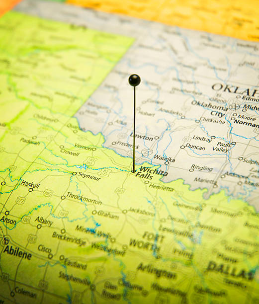 istock Road Map Wichita Falls Texas On Oklahoma Border Macro 172481672