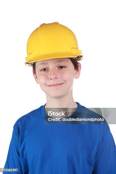 Criança Trabalhador Da Construção Civil - Fotografias de stock e mais imagens de 10-11 Anos - 10-11 Anos, Azul, Capacete