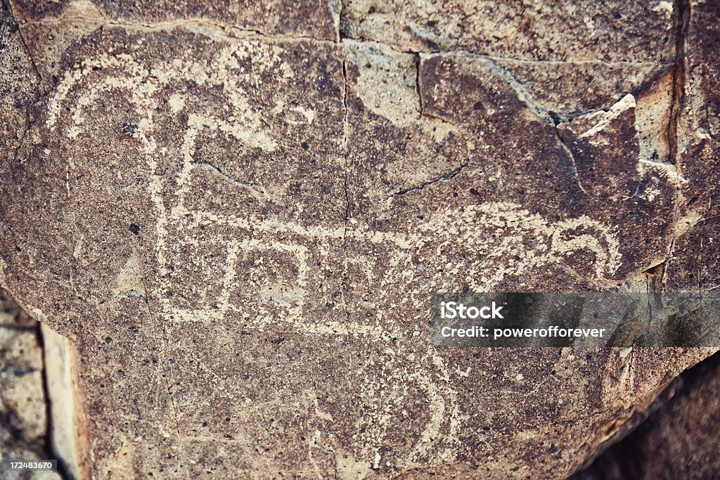 Deer pictograma de três rios Petroglyph Site - Foto de stock de Acabado royalty-free