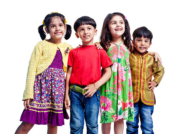 istock Group of Four Indian Children Only Isolated on White 172483896