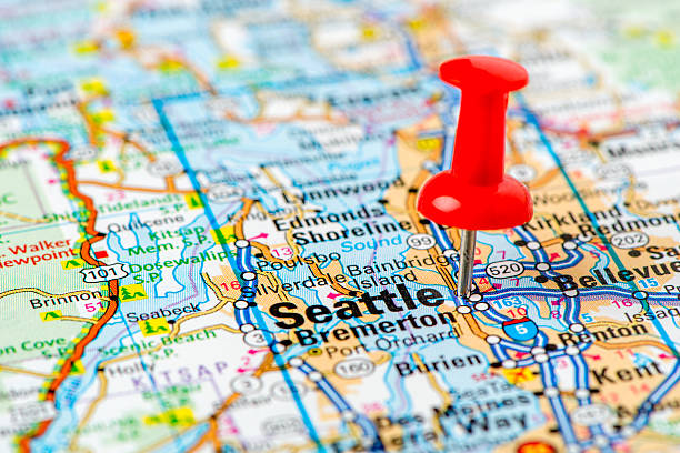 istock US capital cities on map series: Seattle, Washington state 172484271