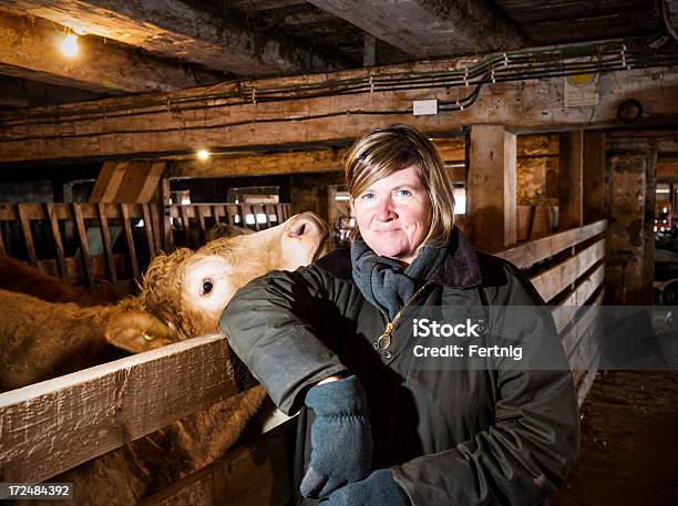 Photo libre de droit de Femme Agriculteur Dans Une Ferme De Bétail banque d'images et plus d'images libres de droit de Portrait - Image - Portrait - Image, Agricultrice, Bovin domestique