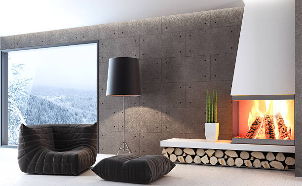 istock Fireplace Living Room Winter scene 172484501