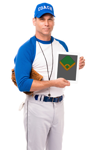 Baseball Coach With Digital Tablet Isolated On White Background Stock Photo  - Download Image Now - iStock