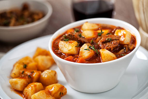 Hot stew with potatoes stock photo