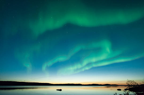 istock Landscape view of summer aurora above a lake 172485471