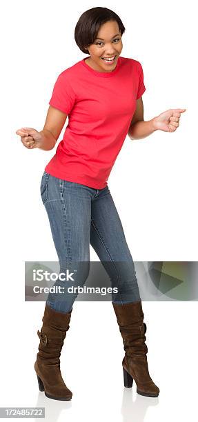 Dancing Young Woman Stock Photo - Download Image Now - African-American Ethnicity, White Background, Ecstatic