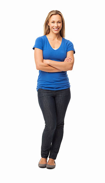 istock Pretty Woman Standing Hands Folded - Isolated 172486374