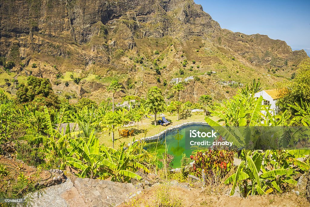 Il cuore verde di Ribeira fare Paúl-Aldeia Manga - Foto stock royalty-free di Capo Verde