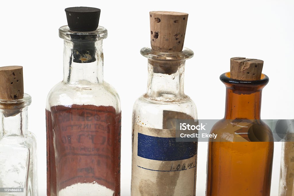 Gruppe von kleinen vintage-transparente Medizin-Flaschen. - Lizenzfrei Medikament Stock-Foto