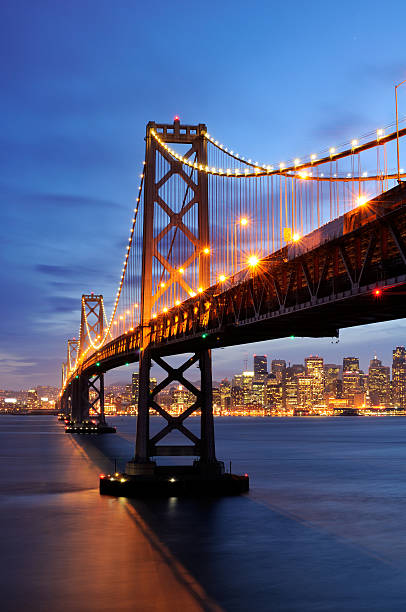 Night landscape with Oakland Bay Bridge, San Francisco, USA stock photo